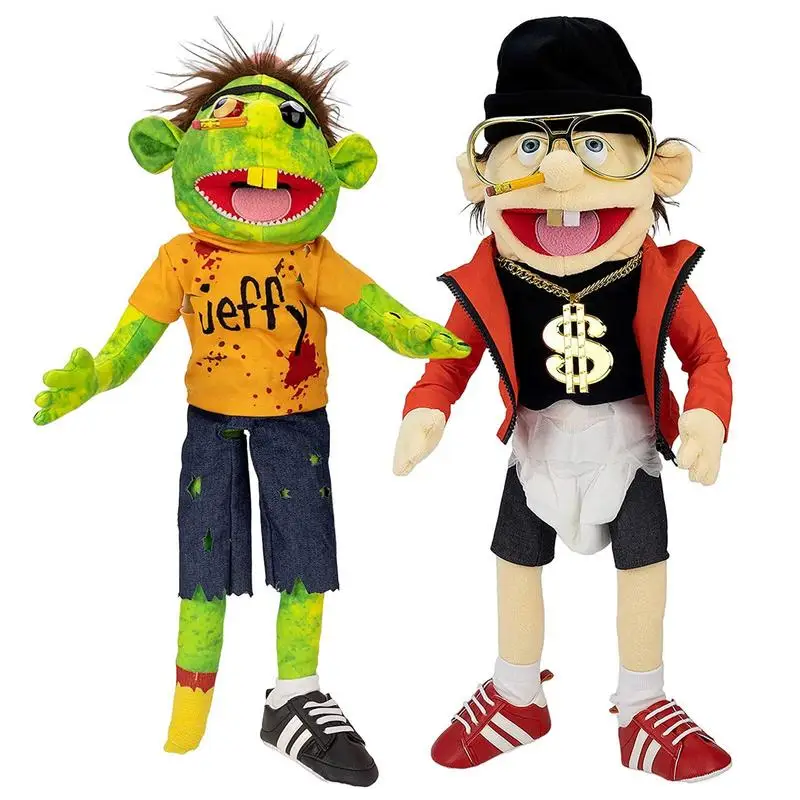 Marionnette Jeffy Puppet Peluche 60 Cm – Jouet Ventriloque Doux Avec Bouche Mobile, Idéal Pour Enfants, Éducation Et Jeux D'Imitation