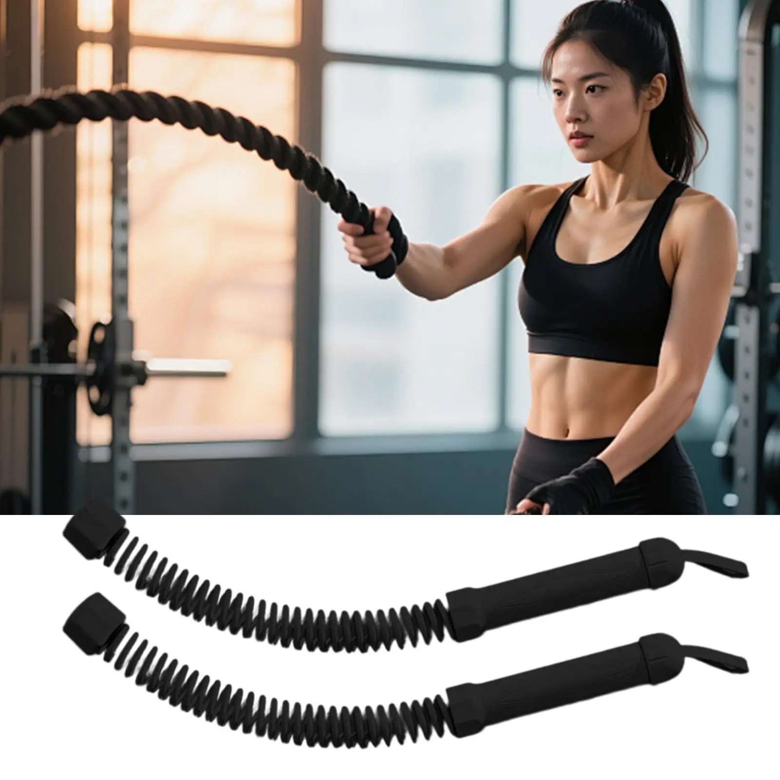 حبال المعركة لتدريب العضلات، حبال اللياقة البدنية، معدات التمرين اللاسلكية، قطعتين للنساء والرجال والرياضيين والكبار، عبوات الشقة