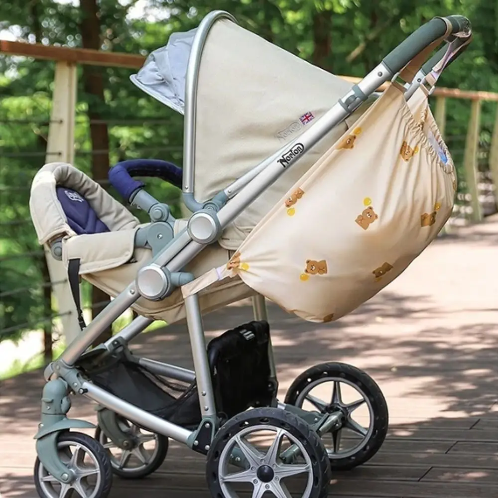 Wielofunkcyjna torba do wózka dziecięcego, torba na pieluchy i butelki z motywem kreskówkowym, torba do zawieszenia na wózek dziecięcy, duża torba dla mamy z motywem misia i królika.