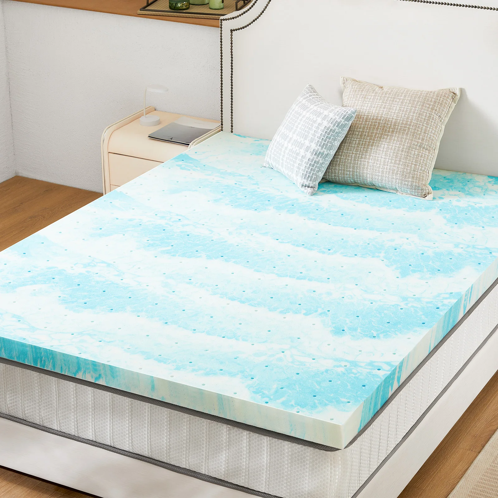 JHK-Mattress Topper Suitable for Full Size Bed, Thick Cooling Gel, Infused Memory Foam, 2-3 Inch Soft Pads for Sleeping Sofa