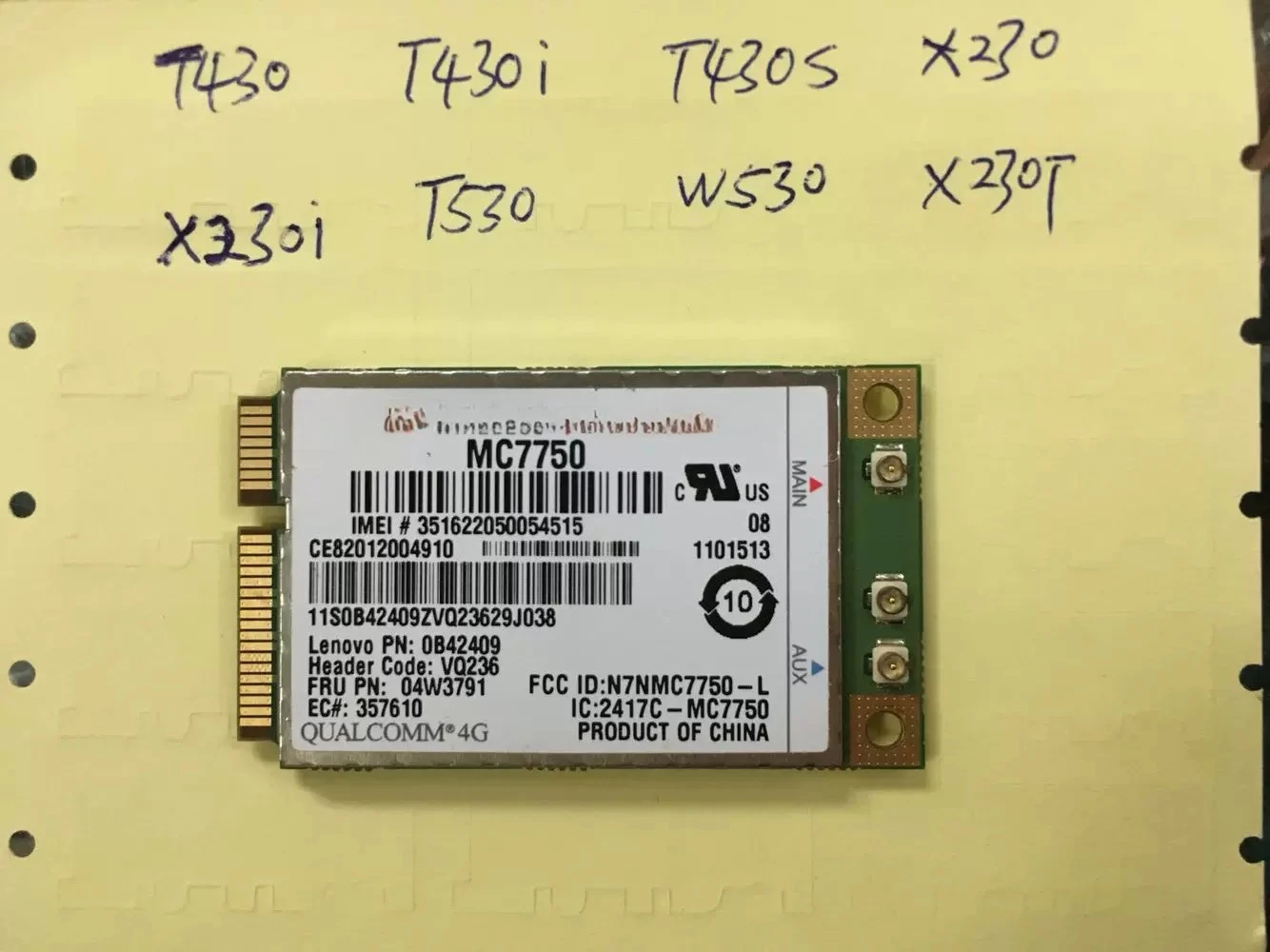 For GOBI4000 MC7750 X230 T430 Built-in 3G network interface card 3G module 04W3791