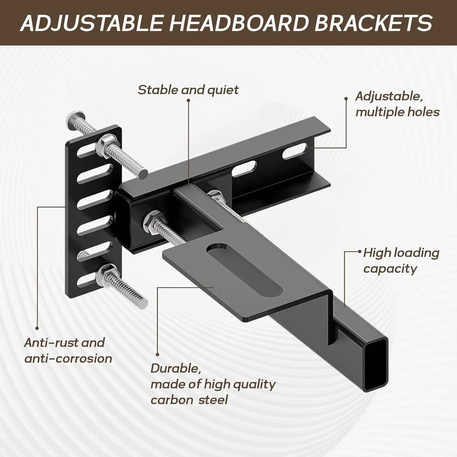 Heavy Duty Headboard Brackets Adjustable Bed Frame Repair Kit Metal Parts for King Queen Full Size Beds Support