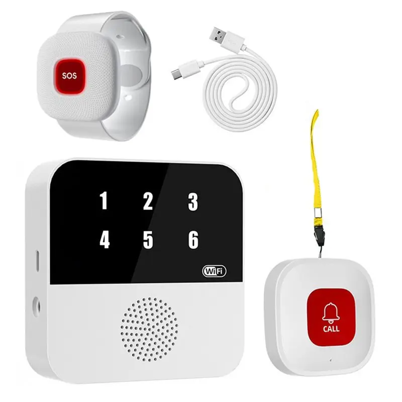 【FEEL THE DIFFERENCE 】Call Button Alert System Wireless Wifi Elderly Caregiver Pager SOS Bracelet For Seniors Patients Home Old