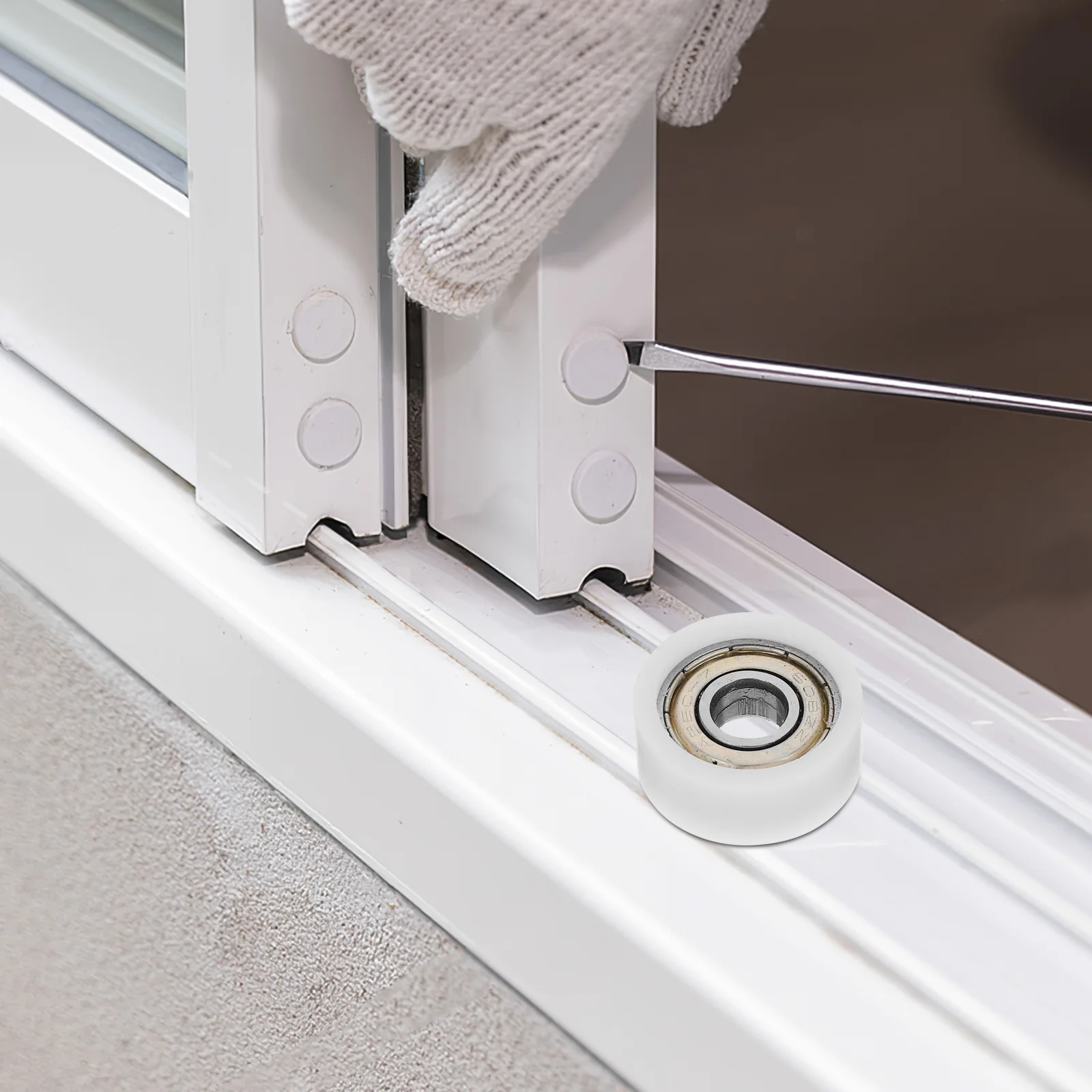 8 PCS 608 Bearing Pulley Wheel 8x26x11 Nylon Stainless Steel Threaded Rod Noise Reduction Drawer Sliding Doors