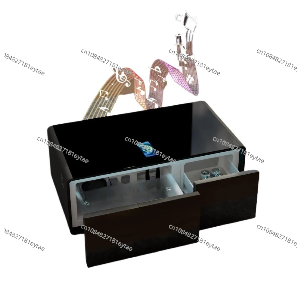 

Умный журнальный столик, столик для гостиной со встроенным холодильником, 23 дюйма Г x 41,5 дюйма Ш x 18,2 дюйма В, беспроводная зарядка 15 Вт, USB-зарядные устройства