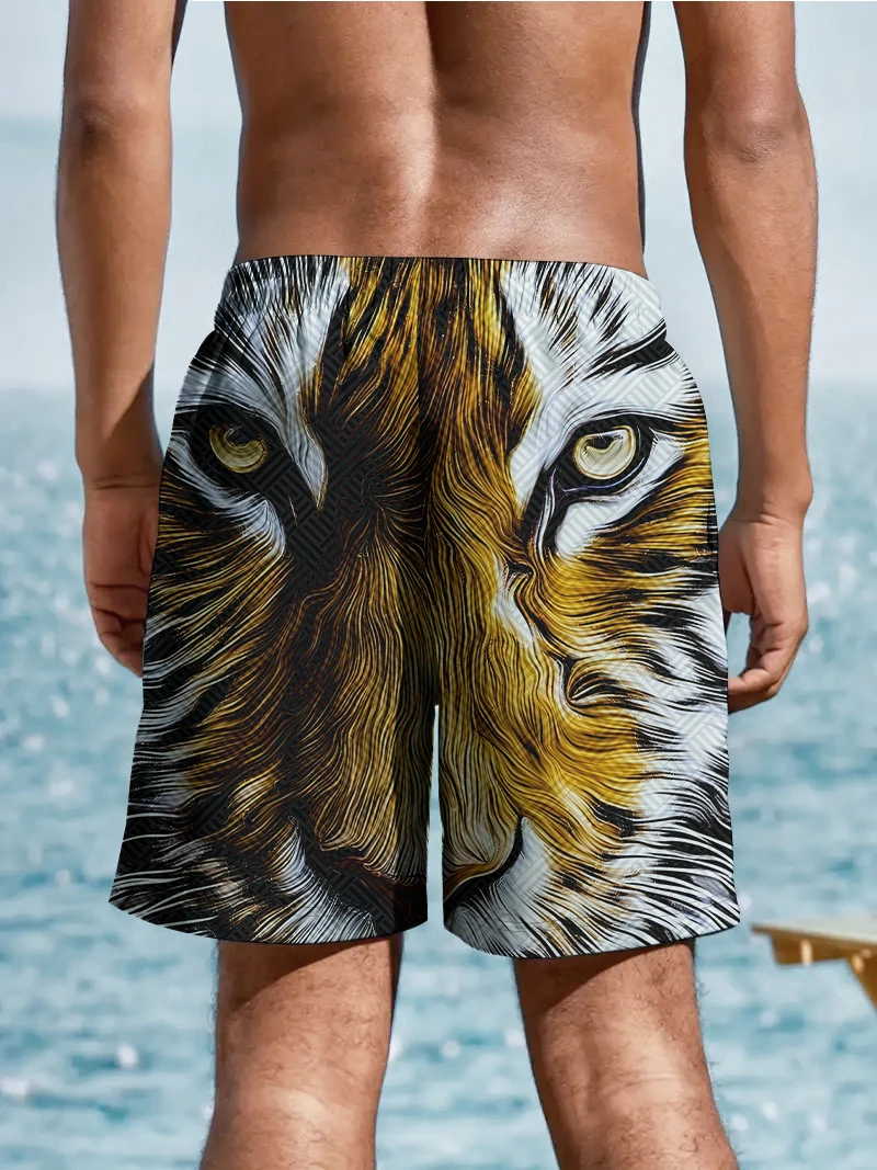 Tiger 3D Digitaldruck Strand Shorts Sommerferien Stil Freizeit Männer Bades horts lose atmungsaktive schnell trocknende Shorts