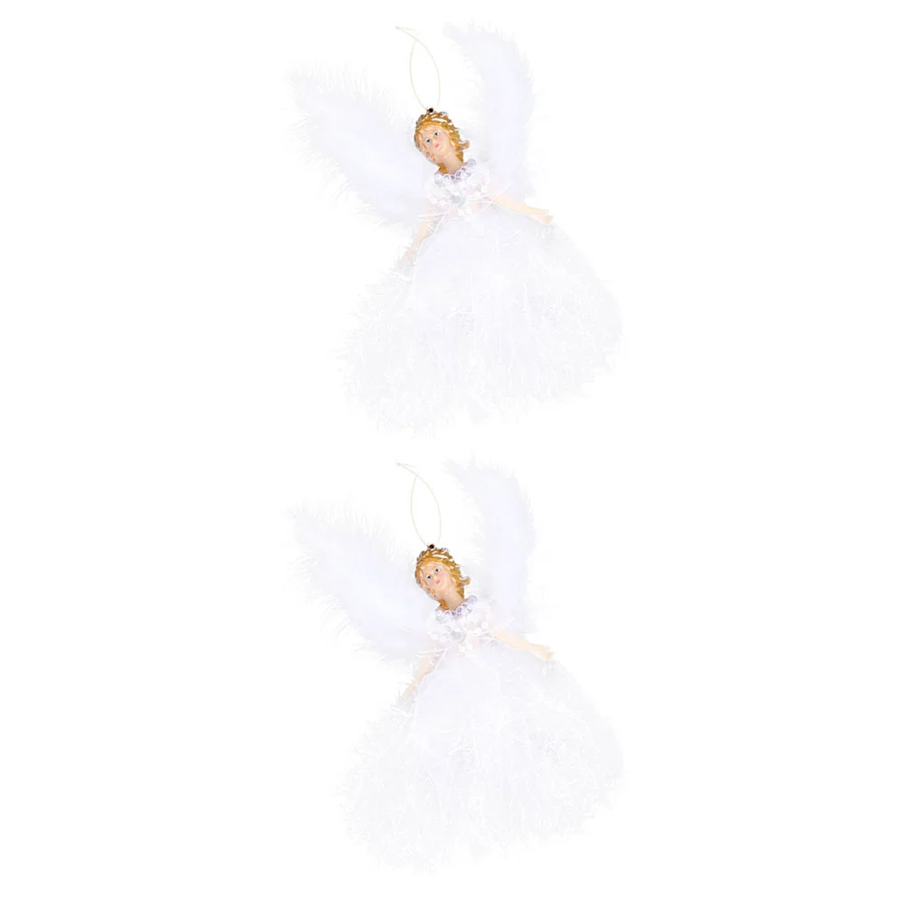 

2 Pcs Wing Plush Angel Pendant Child Remembrance Ornaments for Christmas Tree Xmas Cloth Angels Creative Dolls