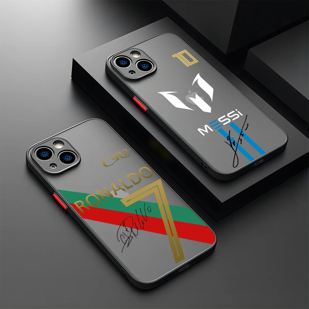 Football numbers Phone Case For iPhone 15 14 13 12 11 Pro Max X XR XSMax 7 8 Plus Spuerstar M-messi-CR77 Matte Transparent Cover