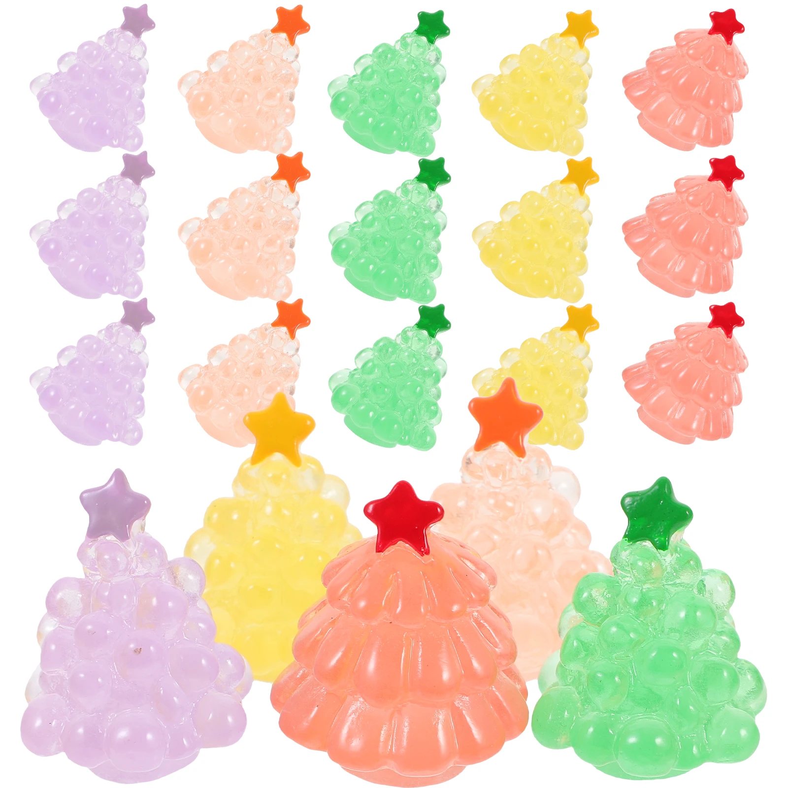 

50Pcs Xmas Tree Resin Decorations Lightweight Miniature Christmas Ornaments for Garden Yard Desktop Table Decor Glow in Dark