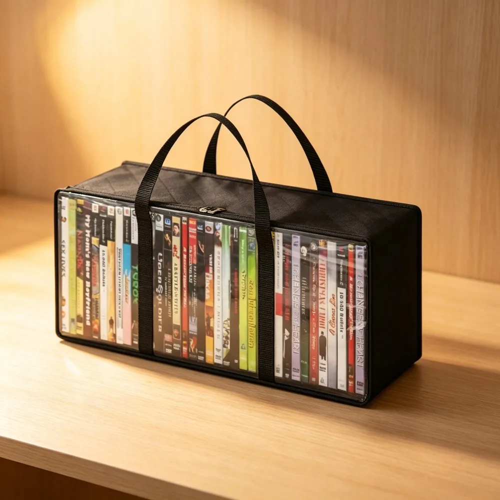 Bolsa de armazenamento multifuncional em pvc, grande capacidade, à prova de poeira, à prova de umidade, organizador portátil para cd, livro, chapéu, r