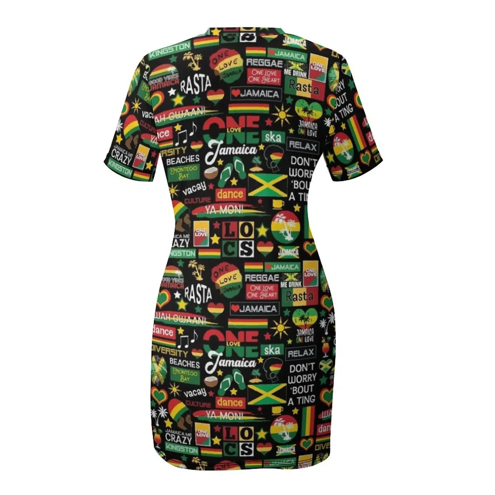 Imagen 6: Vestido de Manga Corta con Estampado de Cultura One Love de Jamaica, Vestido Femenino