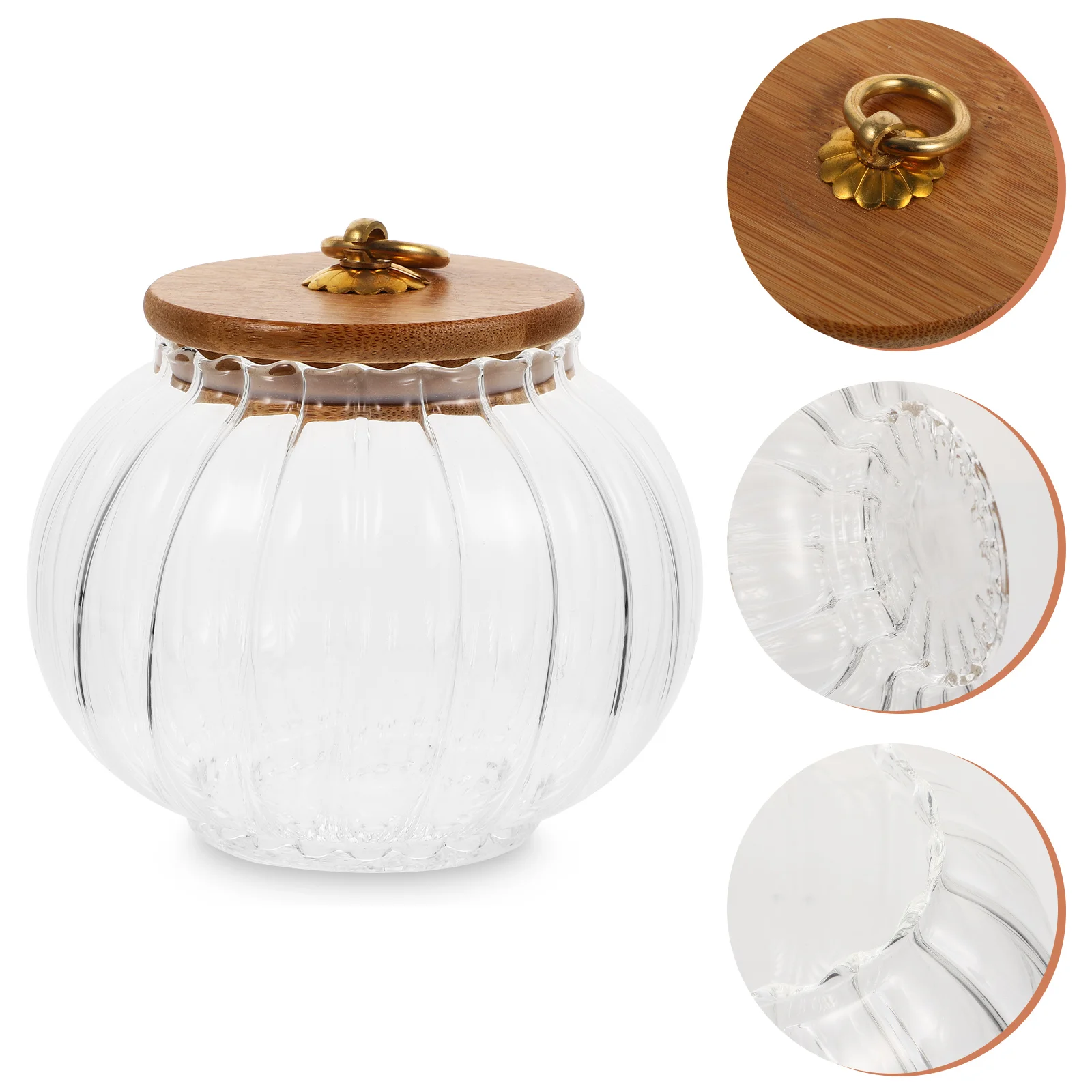 

800ml Pumpkin Shaped Bamboo Lid Glass Sealed Jar for Spice Coffee Bean Tea Candy Storage Container Fresh