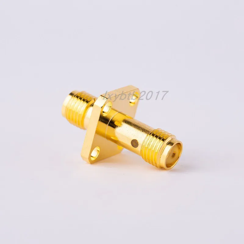 SMA-KFK-2C outer screw inner hole adapter SMA-KKF glue filling mother mother 18G four-hole flange fixed through the wall