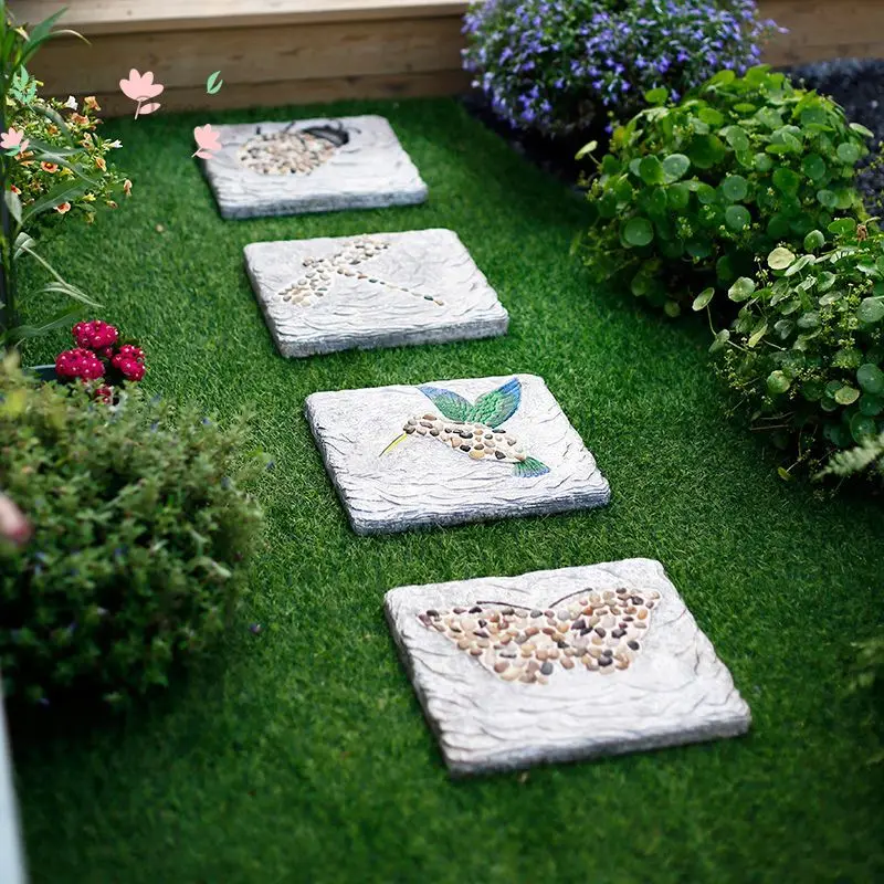 Garden Landscape Floor Paving Decoration Square Concrete Stepping Stones - Outdoor Garden Walkway Ornaments