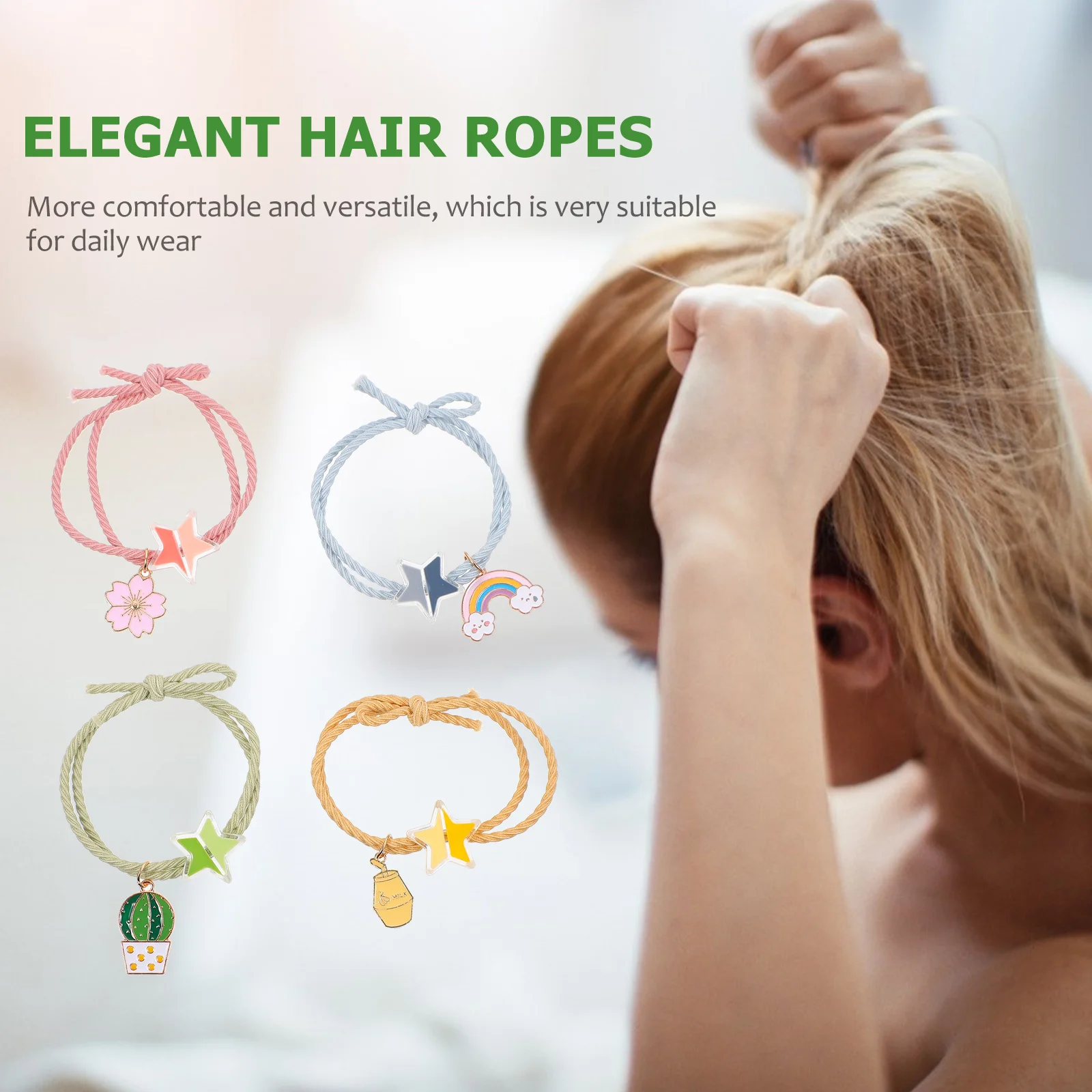 

4pcs Hair Rope Elegant Girl Headdress Women Ropes Ties Fashion Ponytail Holders Versatile Stylish Comfortable Daily Wear Hair