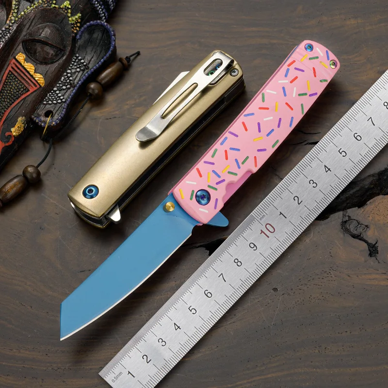 Outdoor pocket knife, doughnut pocket knife, high hardness household fruit pocket knife, portable sharp pocket knife