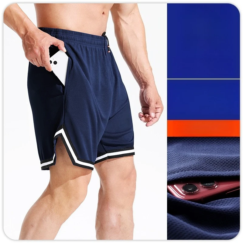 Ice Silk Navy Cooling men's Running Shorts for Summer High Waist basketball Shorts Quick Dry Breathable Mesh Lightweight Shell