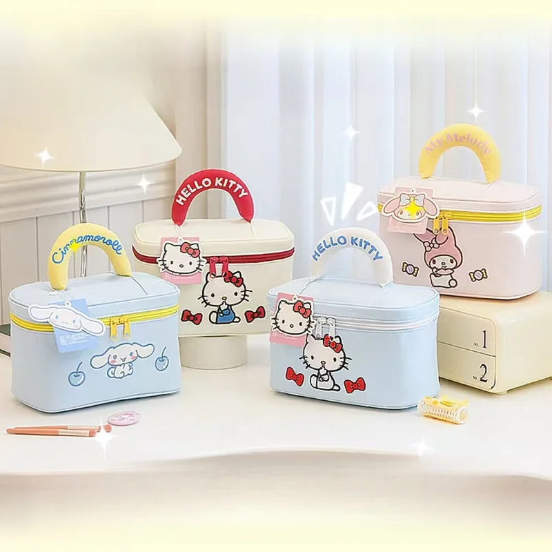 Hello Kitty Makeup Organizer Bag—perfect for storing skincare and makeup products, ideal for business trips and travel, and easy