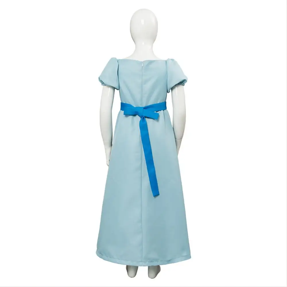 Peter Wendy Darling Cosplay Adult Kids Costume Movie Women Girls Blue Long Dress Halloween Carnival Roleplay Costume Suit