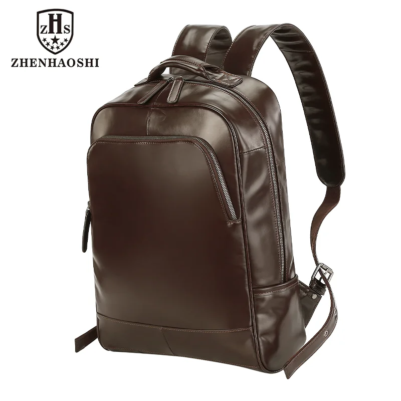 Leather Backpack for Men 15.6 inch Laptop Backpack Vintage Travel Office Bag Large Capacity Shoulder Bag  Hiking Bag