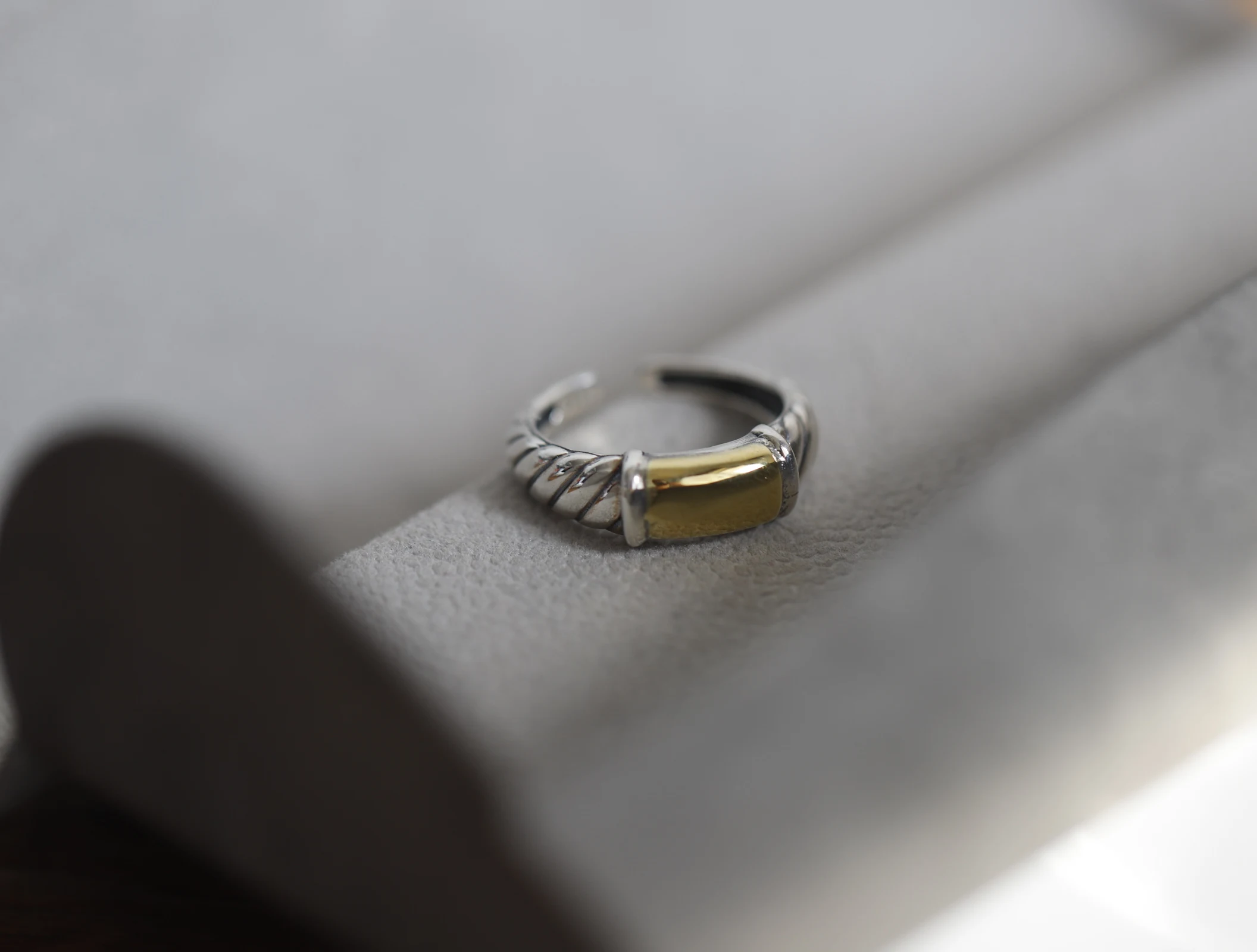 

Cciris 925 Sterling Silver Two-Tone Twist Ring Striped Textured Adjustable Stacking Jewelry Gift for Women