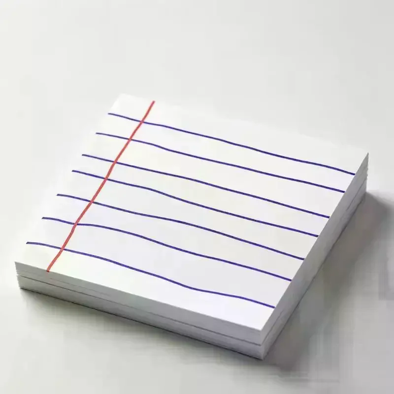 50Pcs/Book Lined Sticky Notes Self Stick Memo Pads Total Notebook Paper Style Notepad Removable Adhesive Notes