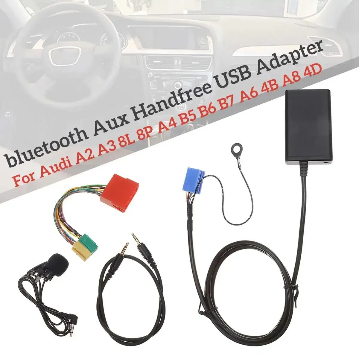 With Handfree Microphone Car bluetooth Aux Adapter USB Music Audio Aux-in Cable For Audi A2 A3 8L 8P A4 B5 B6 B7 A6 4B A8 4D