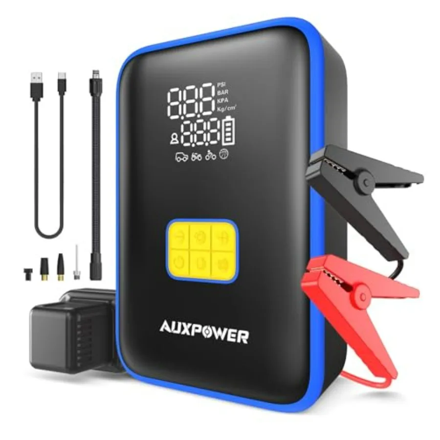 

Portable 3000A Jump Starter with 160PSI Air Compressor for 12V Cars 60W Type-C Charger 3 Lighting Modes Suitable for Gas/Diesel