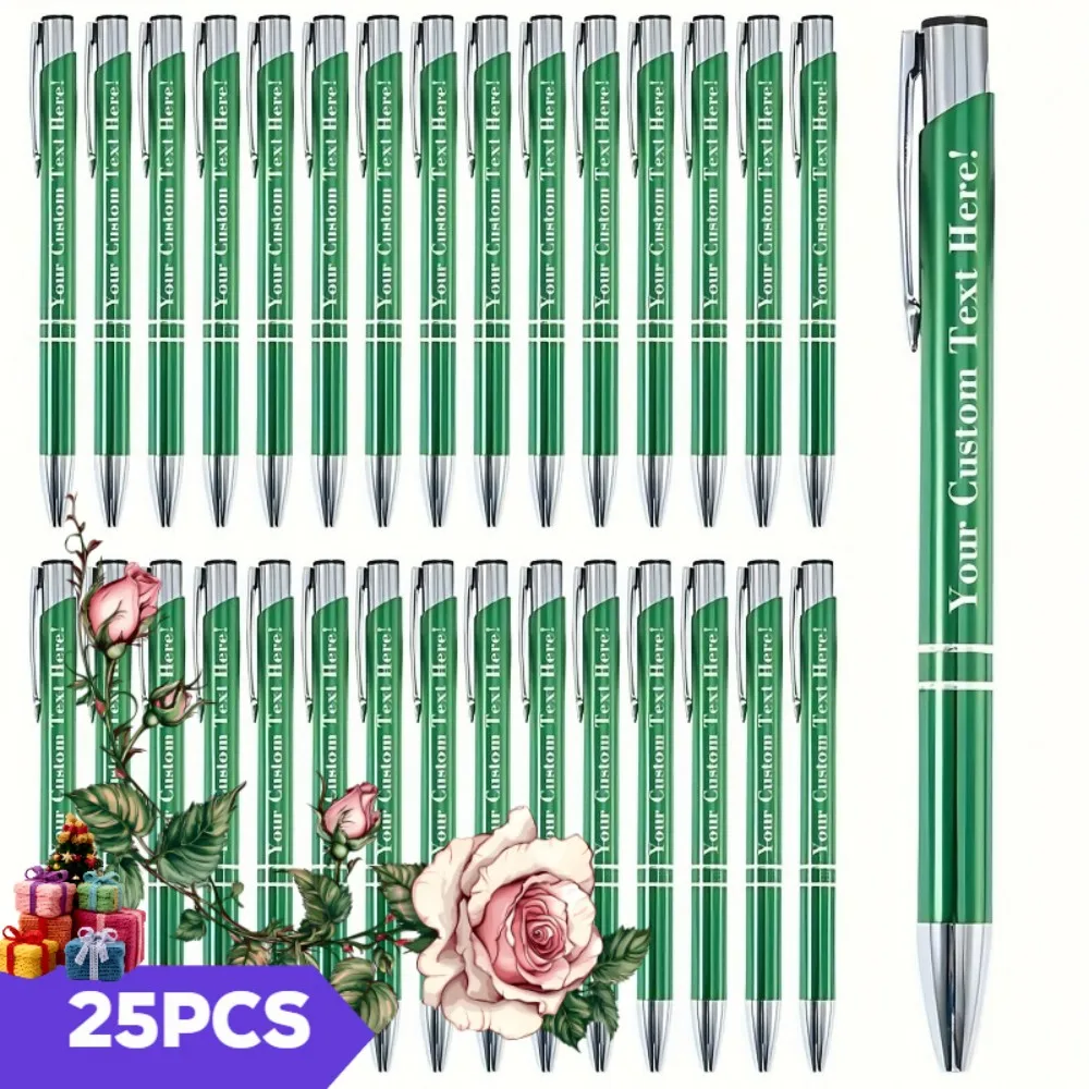 25 Personalized Metal Ballpoint Pen Set Customized Personalized Text Writing Tools Suitable for Schools And Offices Ideal Gifts