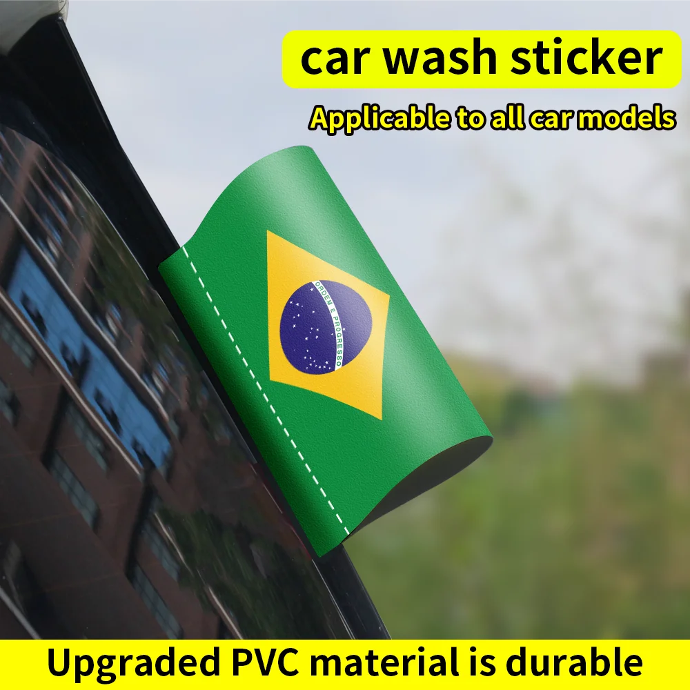 Brazil Flag Logo Stickers Car Window Trunk Label Wash Label Sticker Decal Waterproof Sunscreen Decor Sticker Auto Accessories