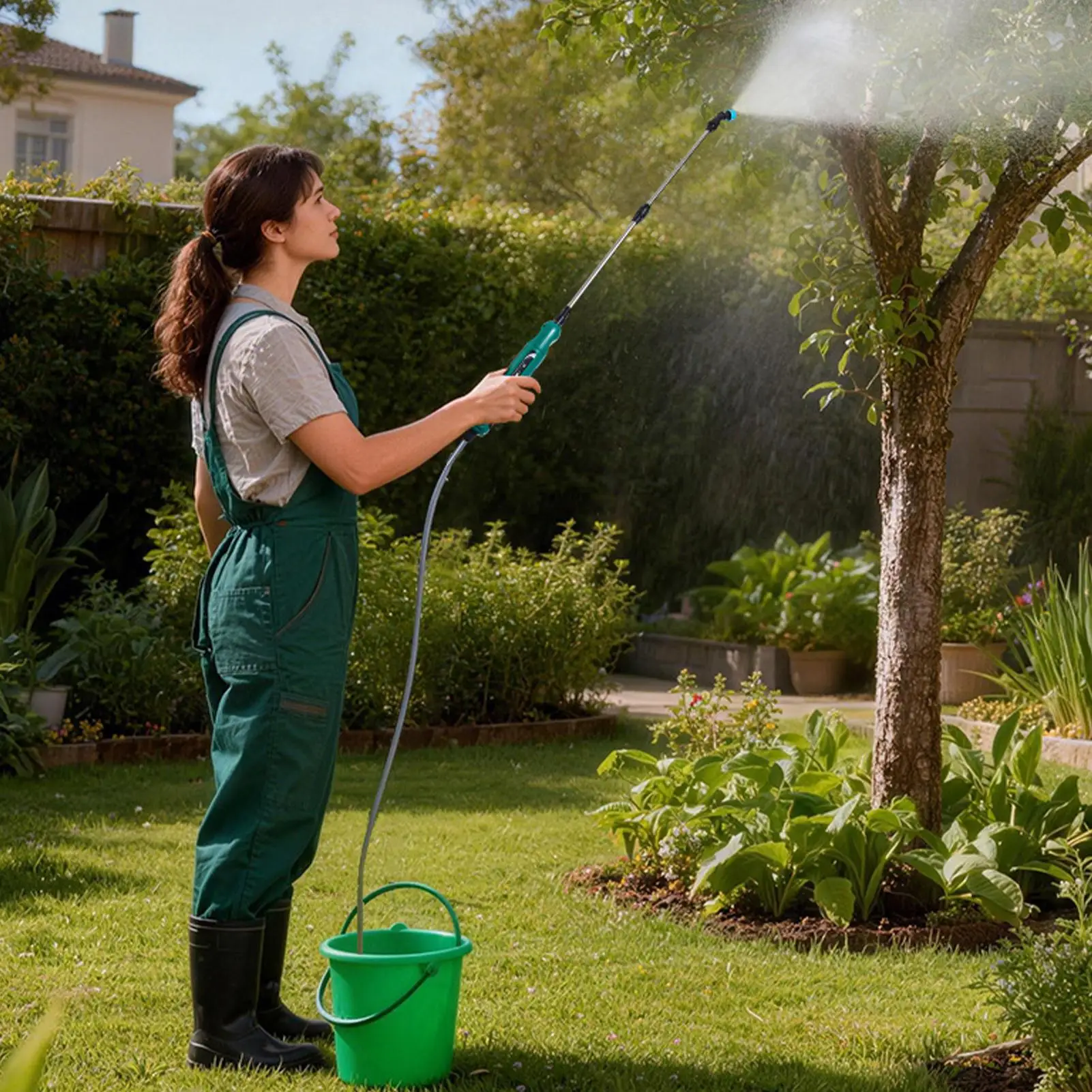 Electric Water Sprayer With Hose 2000mAh 3 Adjustable Nozzle Portable Watering Sprayer Wand For Lawn Yard Patio Outdoor Flower
