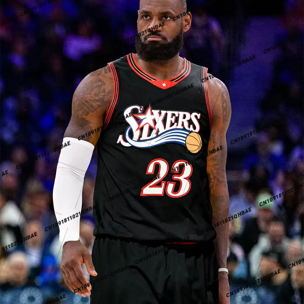 Neues, heiß begehrtes Basketball-Tanktop- und Shorts-Set für Kinder/Erwachsene, Nr. 23 James Philadelphia 76, übergroßes Sport-Tanktop-Set – Detail 5