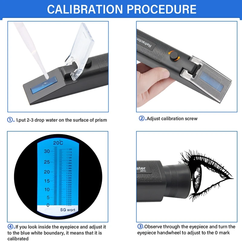 Czarny refraktometr Beer Brix Wort Sugar Alcohol Meter 0-30%1.000-1.120 SG Specific Gravity Handheld Tool Hydrometer Tester