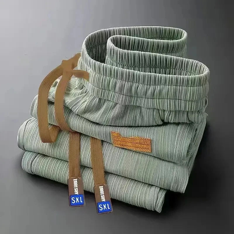 

Men's Loose Fit Ice Silk Sports Pants Thin Casual Straight Leg Summer Versatile Long Trousers Youth Active Sle Low Waist