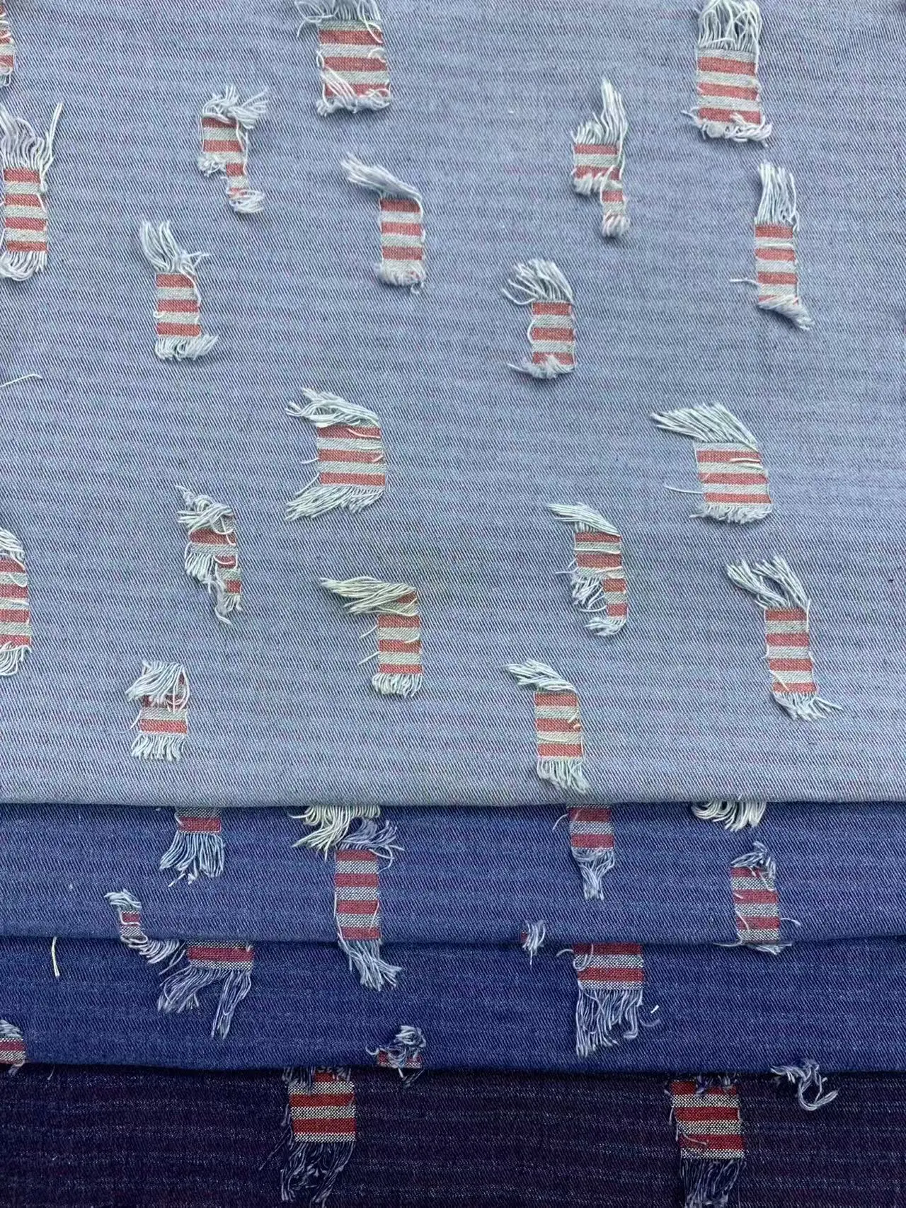 Colorful Patterned Washed Denim Fabric Geometric Pattern Soft Wearable Sewing Material for Dresses Bags Pants Hats Textile Cloth