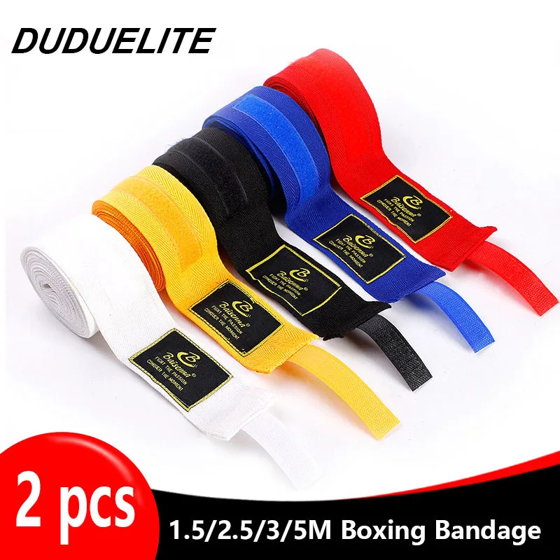 2PCS 1.5/2/3/5M Boxing Training Bandages Cotton Sports Bandages Sanda Kick Boxing Mma Hand Gloves Wraps Belt Boxing Sports Strap