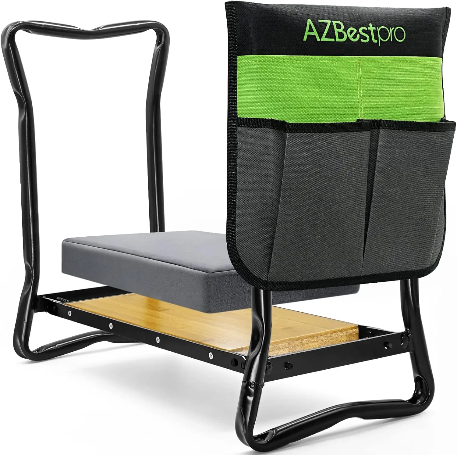 

AZBESTPRO Garden Kneeler and Seat - Black for Gardening, Bamboo, Heavy Duty | Upgrade | Larger Tool Bags, Gardening Bench