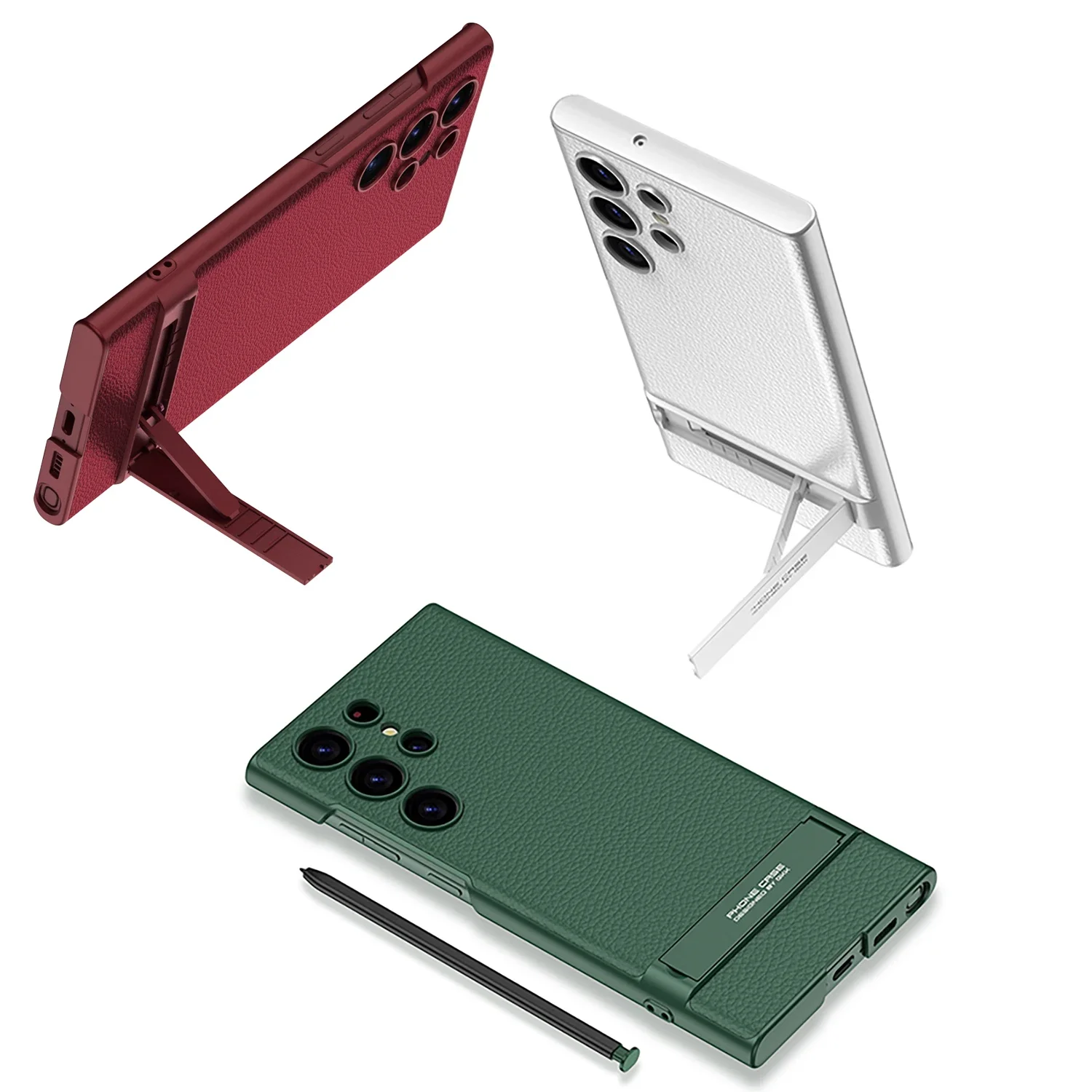 携帯電話用の耐衝撃性合成皮革ケース,携帯電話用の高級ケース,ホルダー付き,Samsung Galaxy s24 ultra