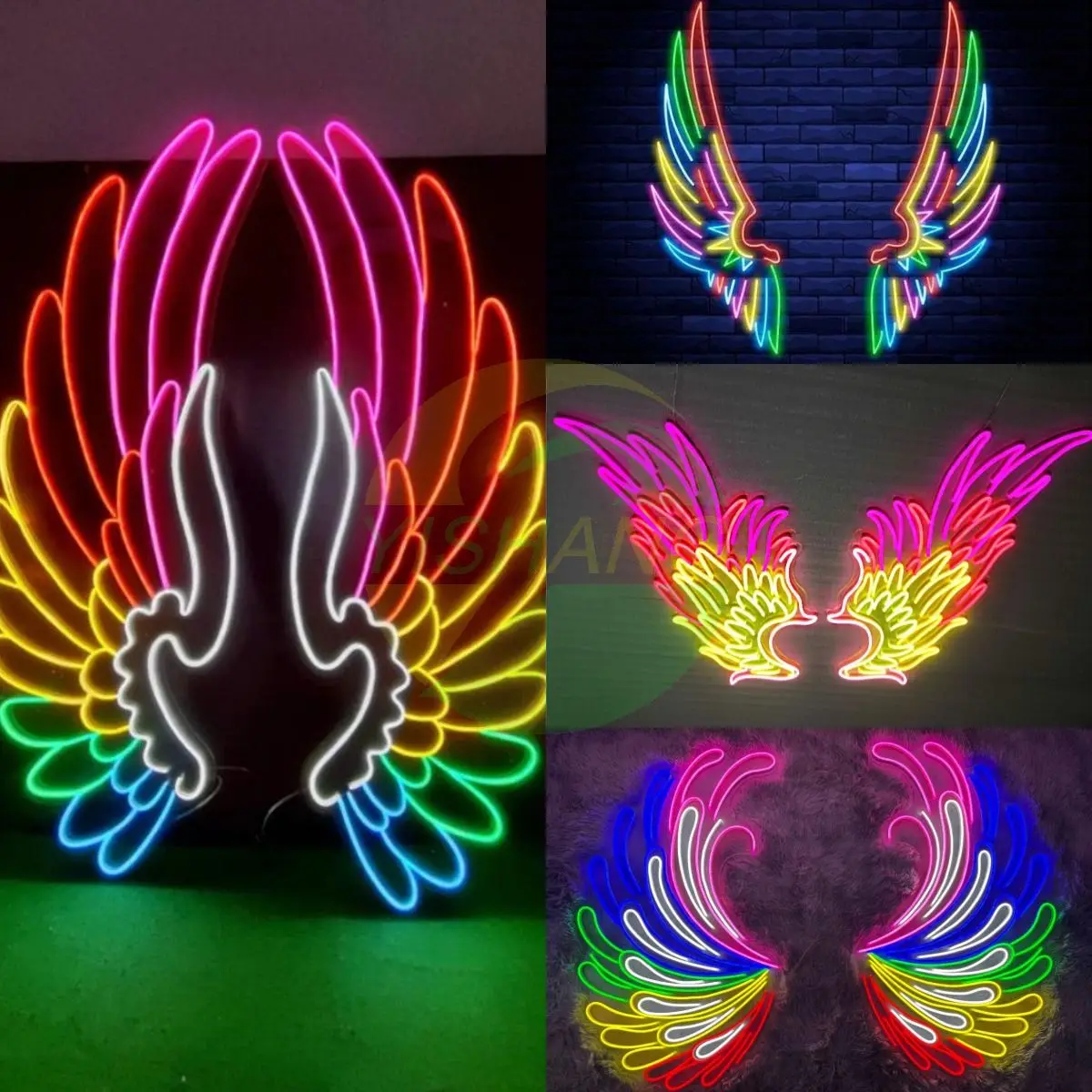 Angel Wings Neon Lights-Colorful Wings-Custom Neon Lights-Background Wall Decoration-Online Celebrity Background Wall Clock-in