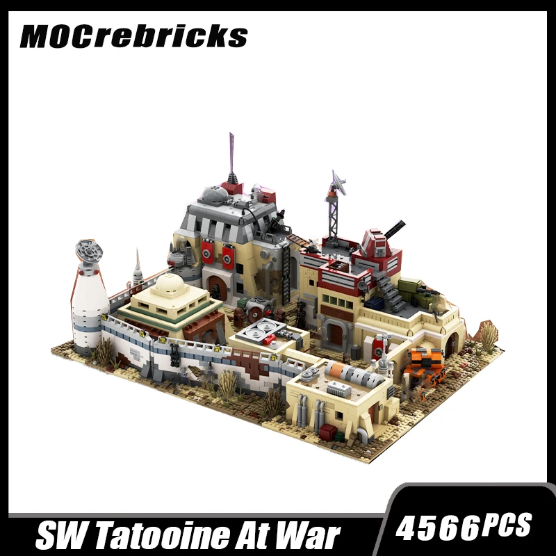 MOC Movie Space War Architecture Scene Module Southwest Tatooin Desert City Building Blocks Kid Collection Show Model Brick Toys