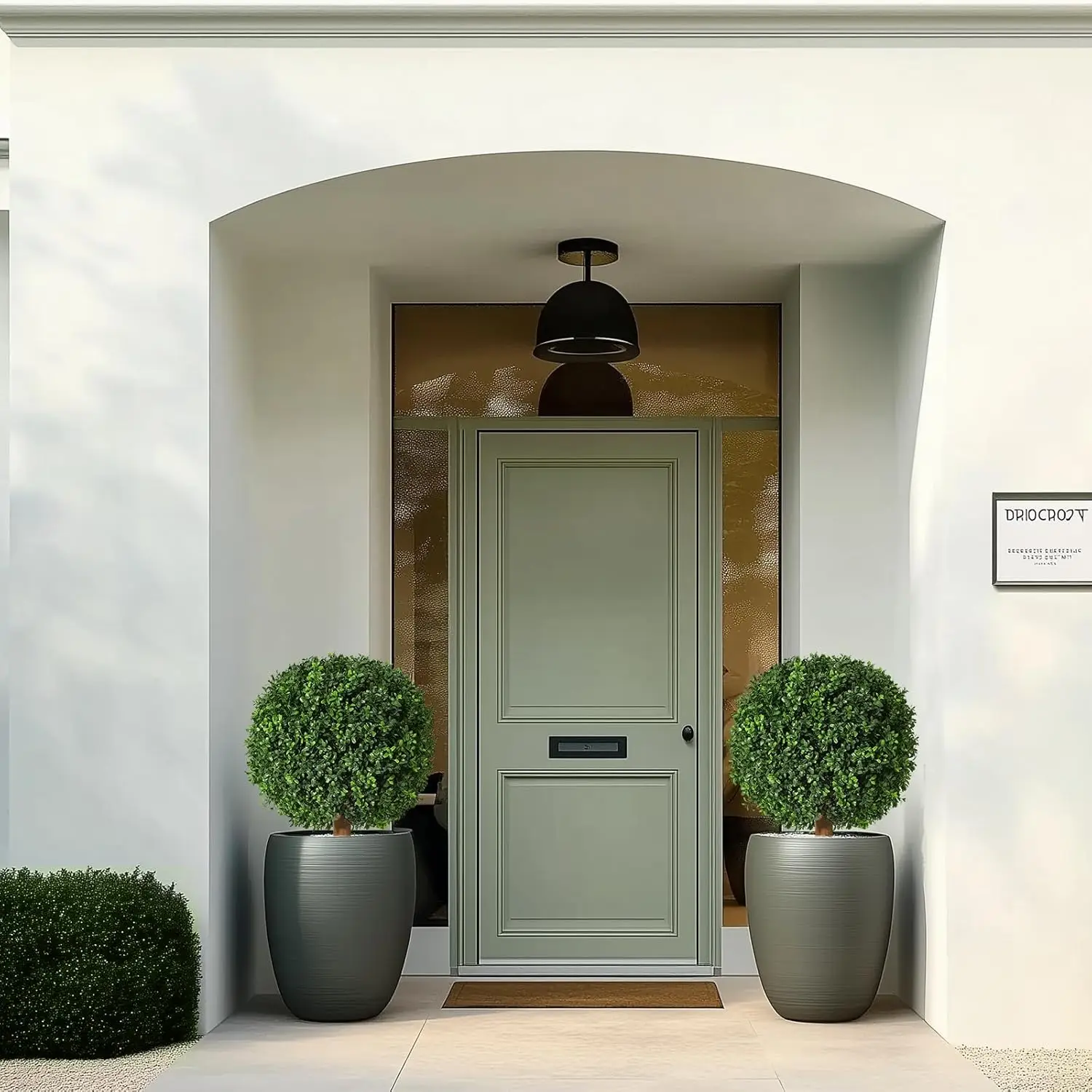 

2 Pcs 24 Inch Artificial Topiary Boxwood Ball Trees,Faux Boxwood with Pots for Front Porch Walkway Entryway Decoration