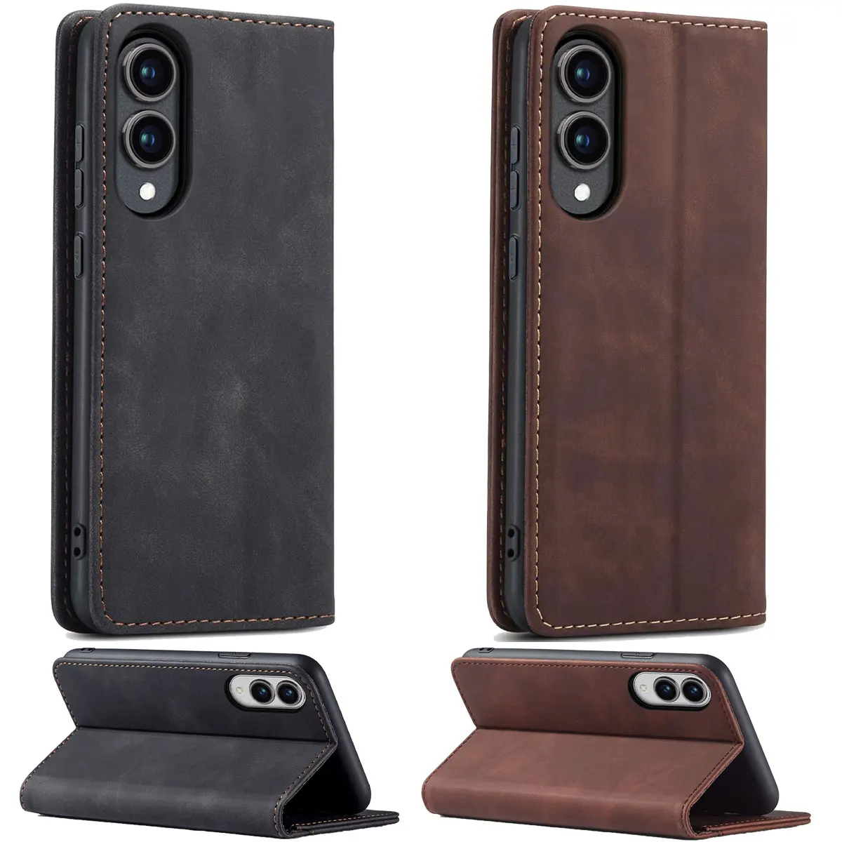 

Для Samsung Galaxy S25/S25 Plus/S25 Edge 5G чехол из искусственной кожи прочный откидной держатель-подставка магнитный кошелек с отделениями для карт карманный чехол