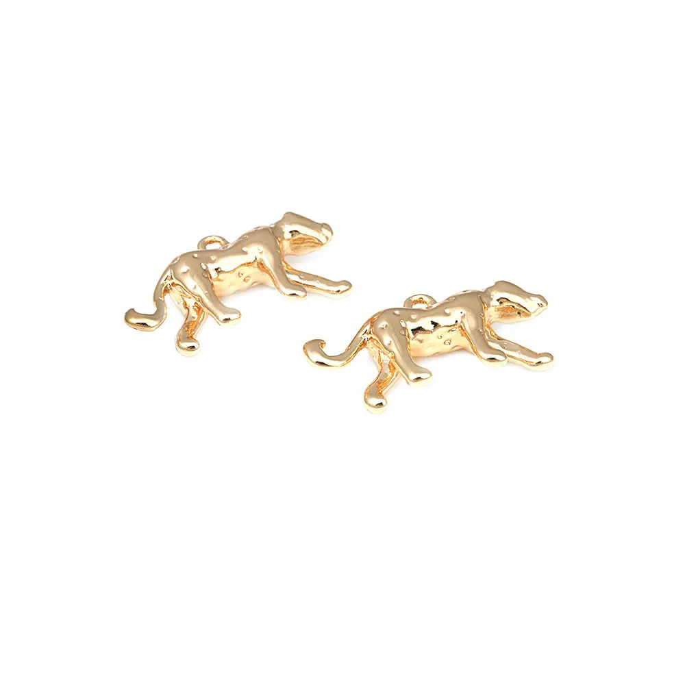 6PCS 18K Gold Color Brass Leopard Charms Pendants High Quality Necklace Earrings Jewelry Accessories Rosediy official-website