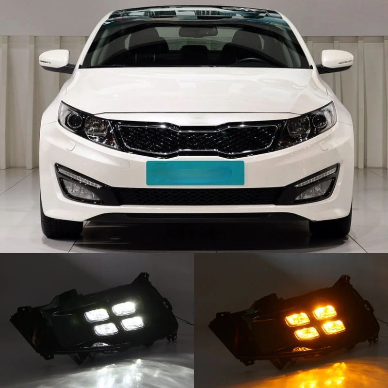 기아 옵티마 K5 2010-2014 용 LED 주간 주행등 2 개, 방수 ABS 12V DRL 안개 램프 데이 라이트, 자동차 액세서리