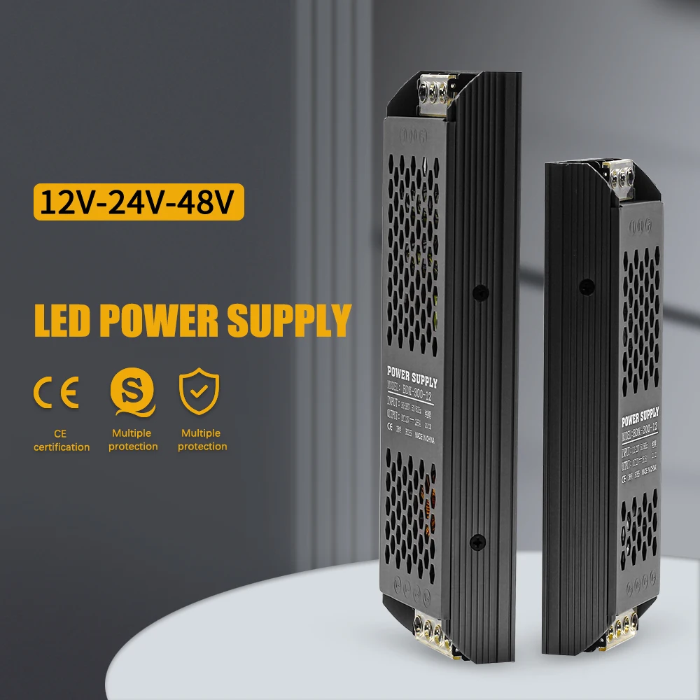 Ultra Thin LED Power Supply DC 12V 24V 48V 60W 100W 200W 300W 400W Lighting Transformers For LED Strips