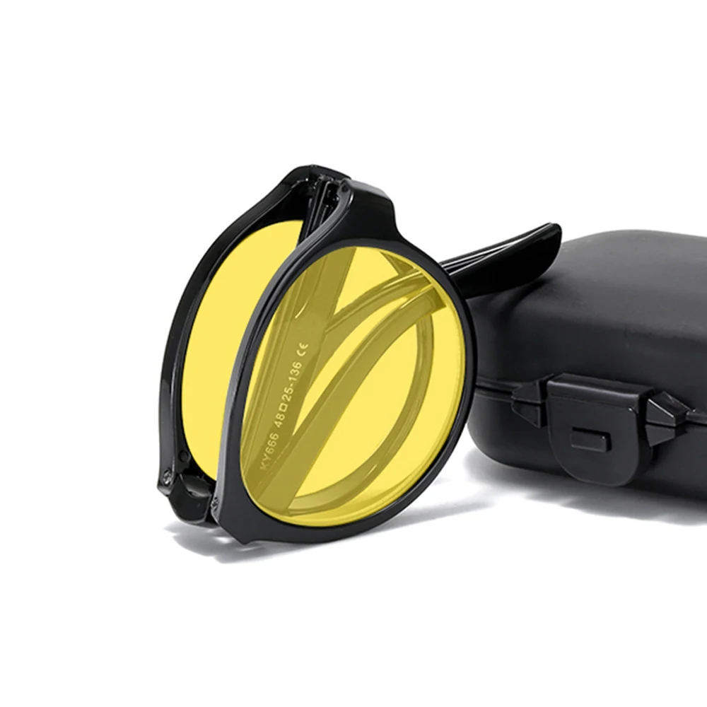 Portable Fold Night Vision Blue Light Proof Glasses Men Computer Competitive Game Eye Protection flat mirror For Night Driving