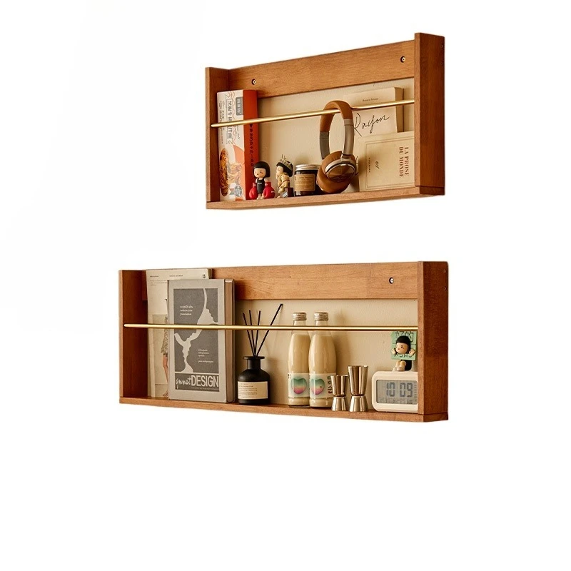 

Wall shelf Living room solid wood book shelf Simple wall hanging magazine rack Newspaper storage rack