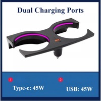 For BMW Ambient Light Cup Holder - Fits 3/4/5/X3/X4/6 GT, 15W Fast Charging, Qi Wireless, Anti-Slip Auto Interior Part