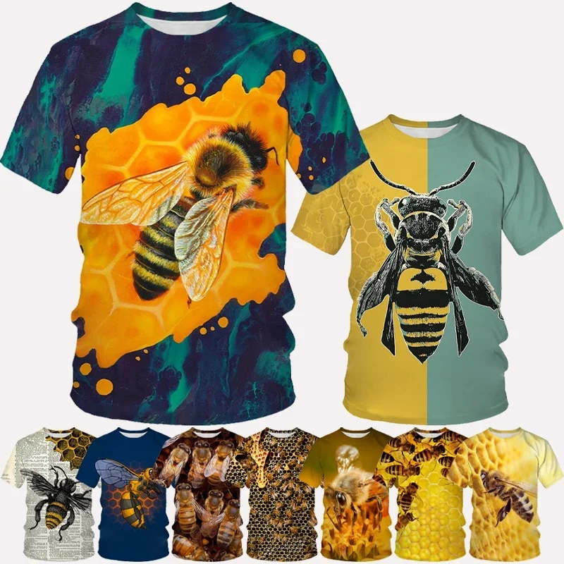 

New Bee 3D Printing T-shirt Unisex Harajuku Casual Fashion Novelty Animal Honey Bee T-shirt