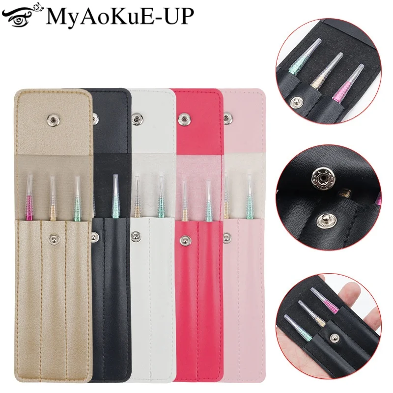 1pcs Leather Cover For Eyelash Tweezers Eyebrow Clip Holder Storage Bag Collection Case Lash Extension Supplies Makeup Tools